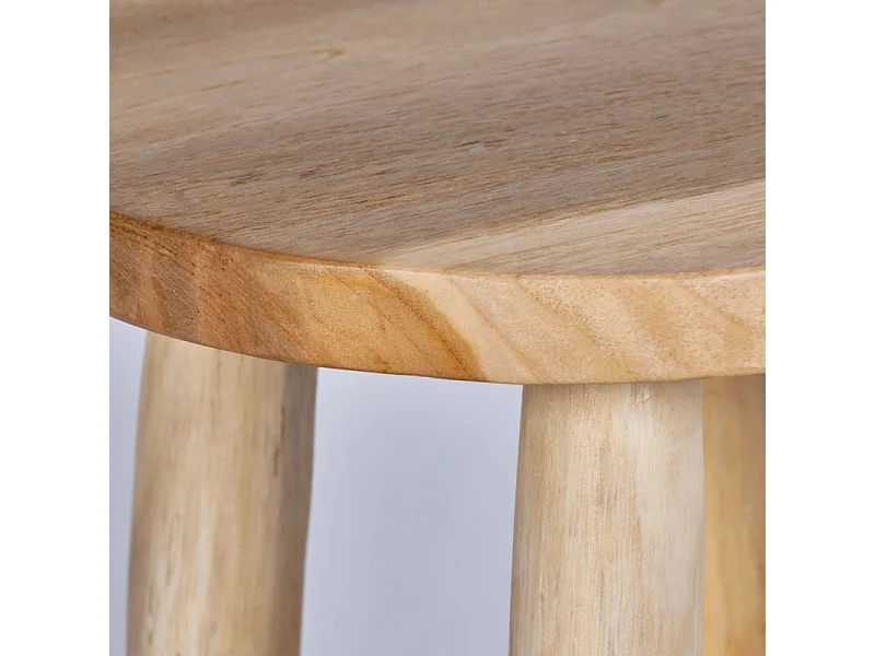 Tabouret haut H.75 cm en bois de teck avec repose pieds - FELICIA