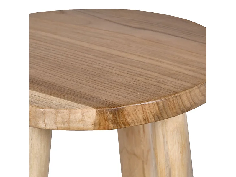Tabouret haut H.75 cm en bois de teck avec repose pieds - FELICIA