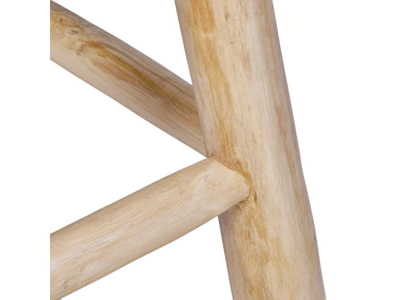 Tabouret haut H.75 cm en bois de teck avec repose pieds - FELICIA