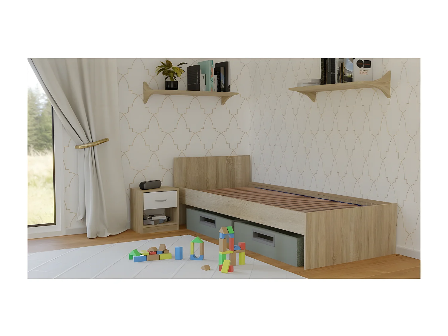 SOLEO - Somier flexible - 90x200 - Lamas de madera - Somier de lamas