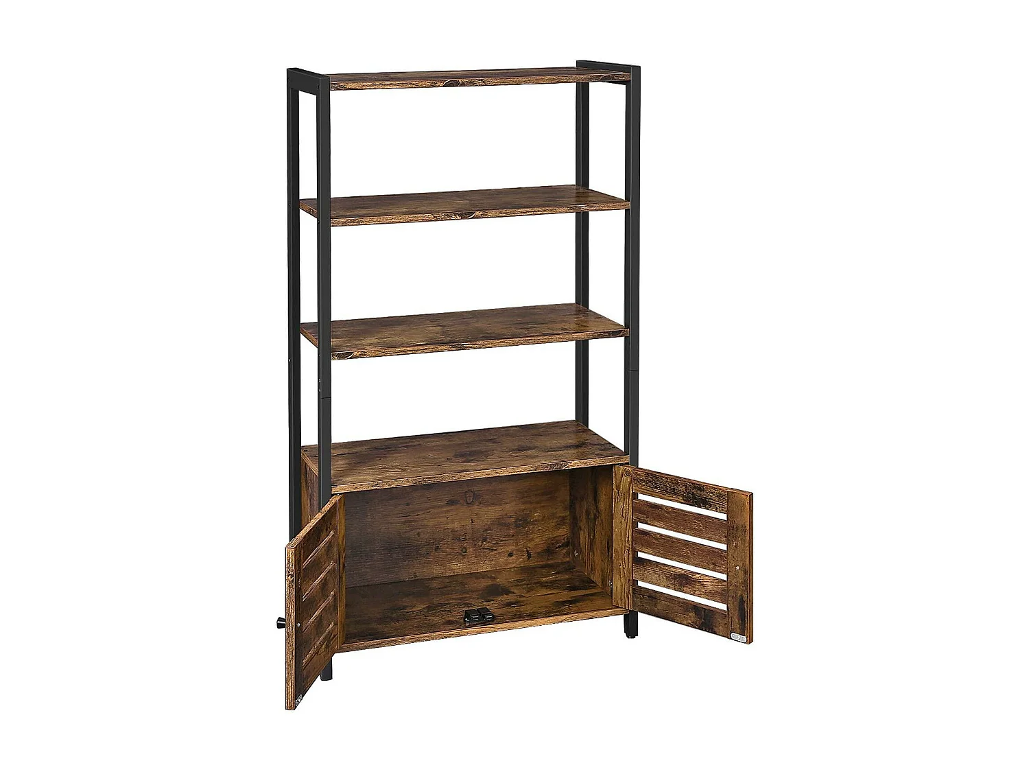 Armario estantería mueble con puertas de doble persiana 70x30x121 cm estilo industrial 12_0000580