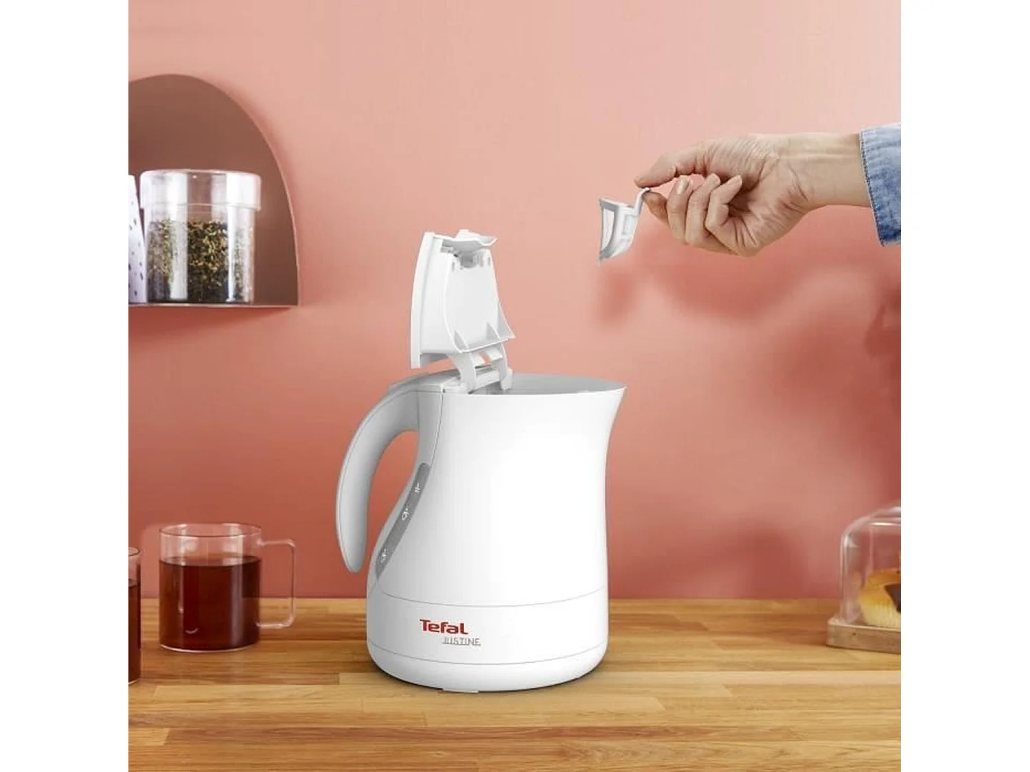 TEFAL Justine Wasserkocher – Weiß – 1,2 l – 2400 W – abnehmbarer Antikalkfilter