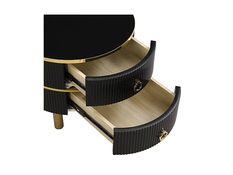 Set van 2 in elkaar geschoven salontafels met 2 lades - blad met marmerpatroon - Zwart