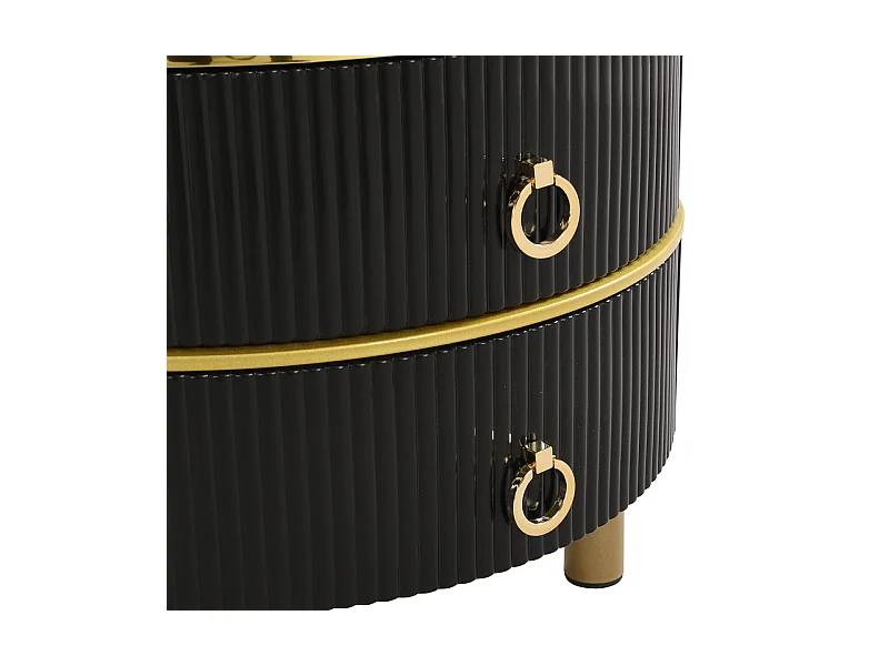 Set van 2 in elkaar geschoven salontafels met 2 lades - blad met marmerpatroon - Zwart