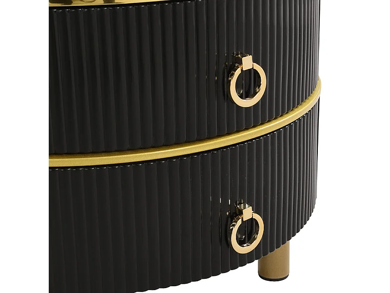 Set aus 2 ineinander steckbaren Couchtischen mit 2 Schubladen – Platte mit Marmormuster – Schwarz