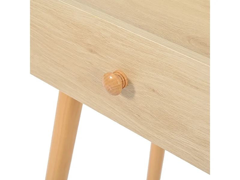 Schminktisch mit Aufbewahrungsspiegel, 3 Schubladen, mehreren Aufbewahrungsfächern, großer Stauraum – Natur (Hocker nicht im Lieferumfang enthalten)