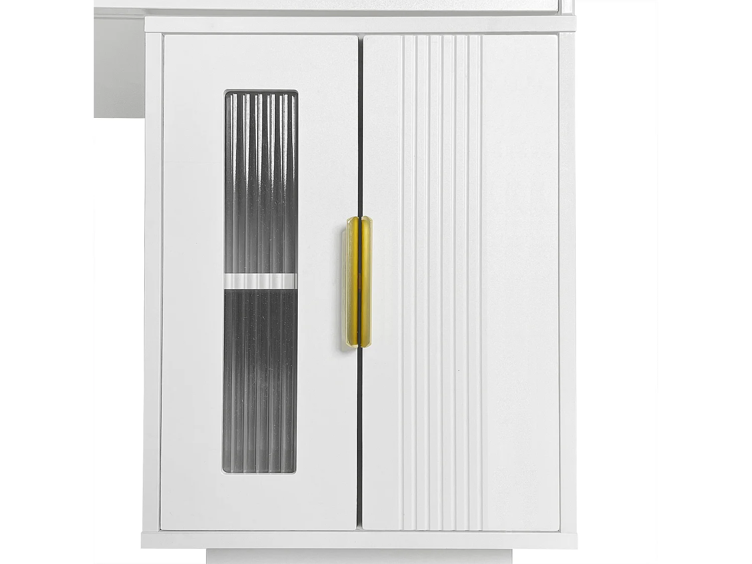 Schminktisch mit Spiegel und LED-Beleuchtung – 2 Schubladen und ein abnehmbarer Schrank – Weiß (Hocker nicht im Lieferumfang enthalten)