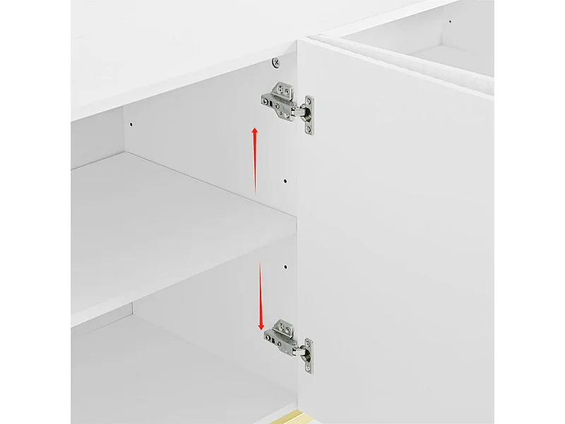 Modern en elegant dressoir - 4 deuren met gouden metalen handgrepen - Wit gelakt