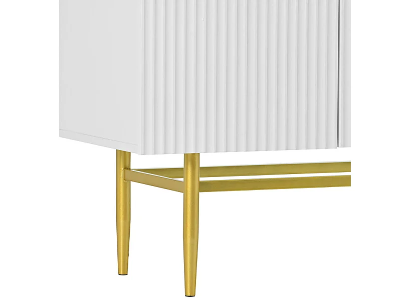 Modern en elegant dressoir - 4 deuren met gouden metalen handgrepen - Wit gelakt