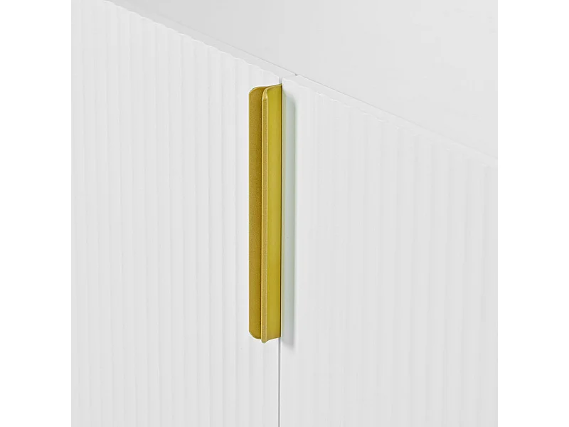 Aparador moderno y elegante - 4 puertas con tiradores de metal dorado - Lacado Blanco