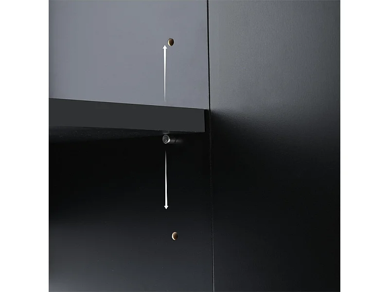 Modernes und elegantes Sideboard – 4 Türen mit goldenen Metallgriffen – Schwarz lackiert