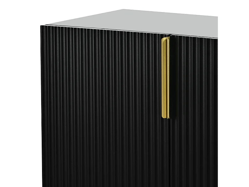 Aparador moderno y elegante - 4 puertas con tiradores de metal dorado - Lacado Negro