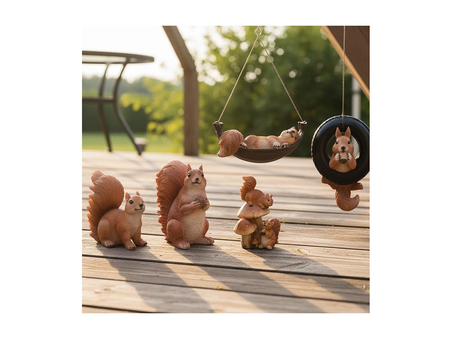 Ecureuil rigolo en résine Pneu