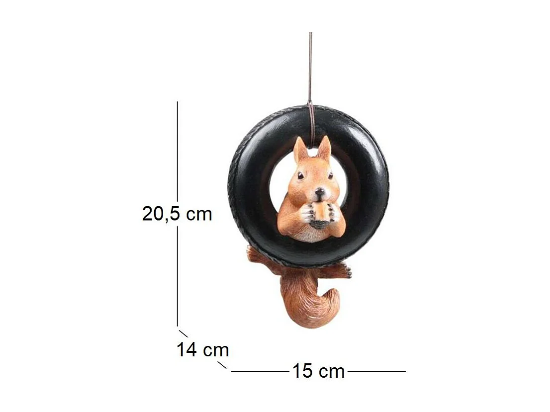 Ecureuil rigolo en résine Pneu