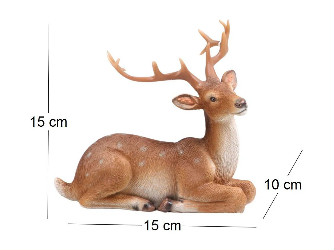 Cerf couché en résine