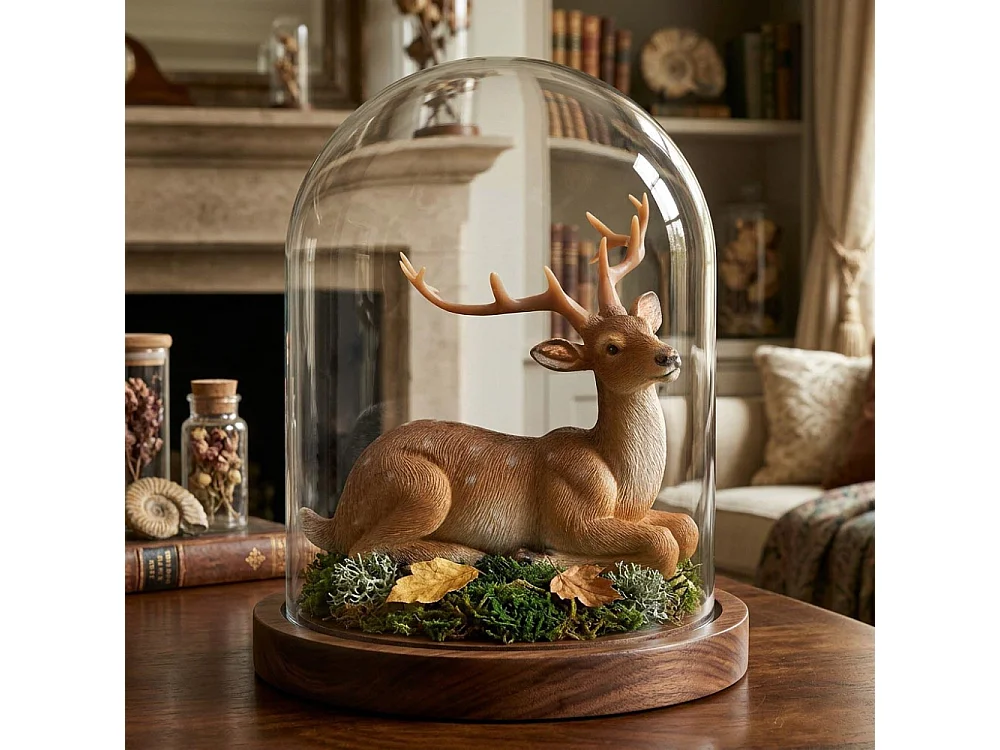 Cerf couché en résine