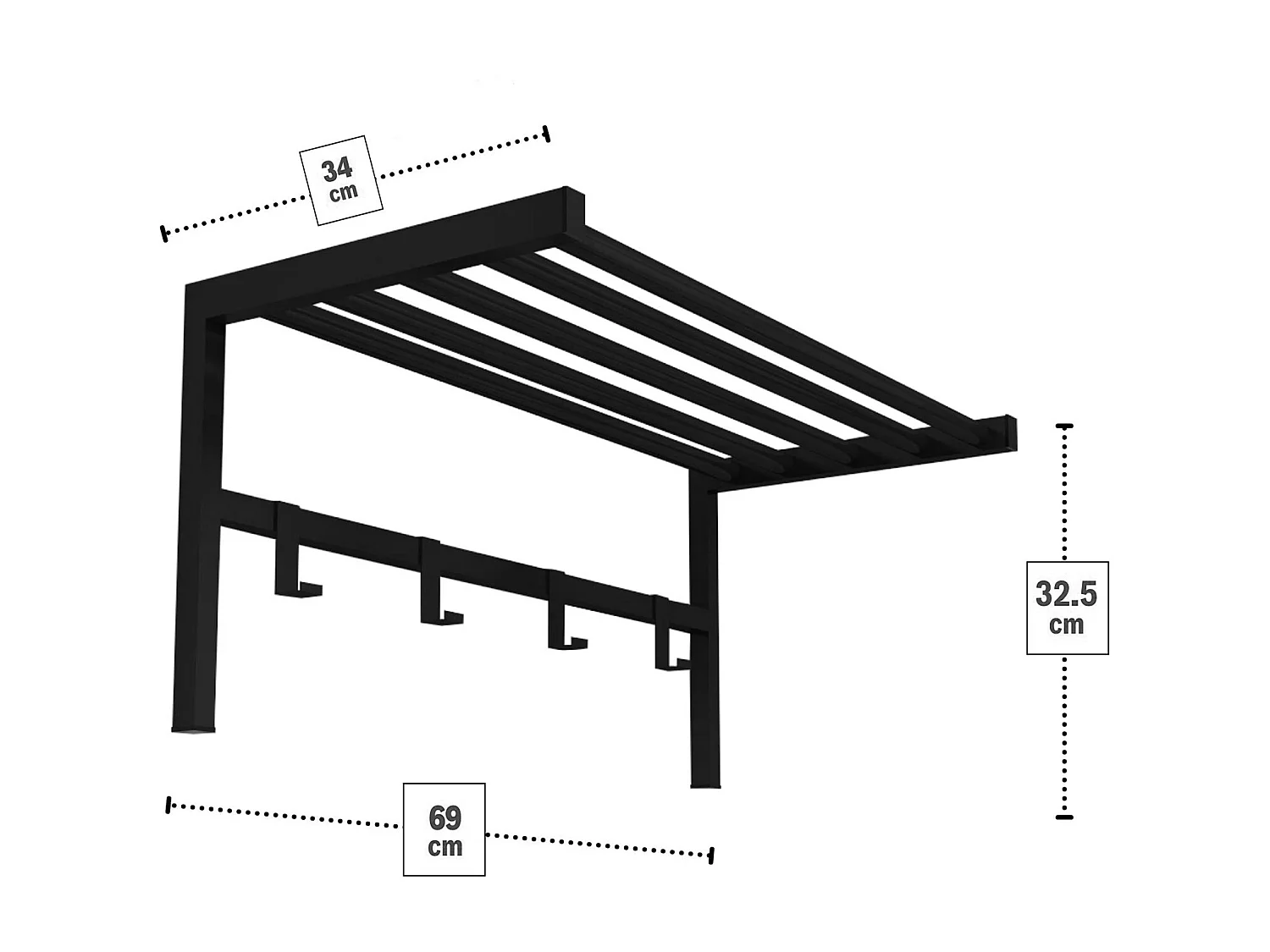 Perchero De Metal 33X69X34 Negro