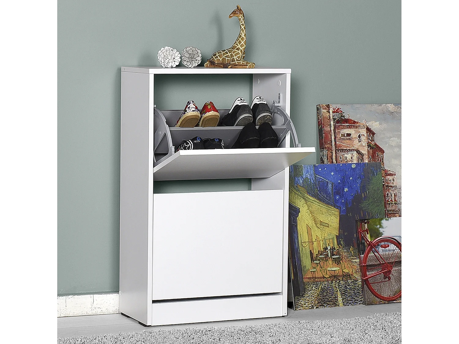 Zapatero 2 Puertas Corrediza 83X51X26 Blanco