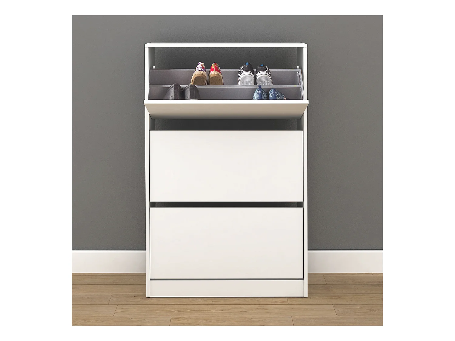 Range-chaussures 3 portes pliantes 121x73x26 blanc - Venprodin