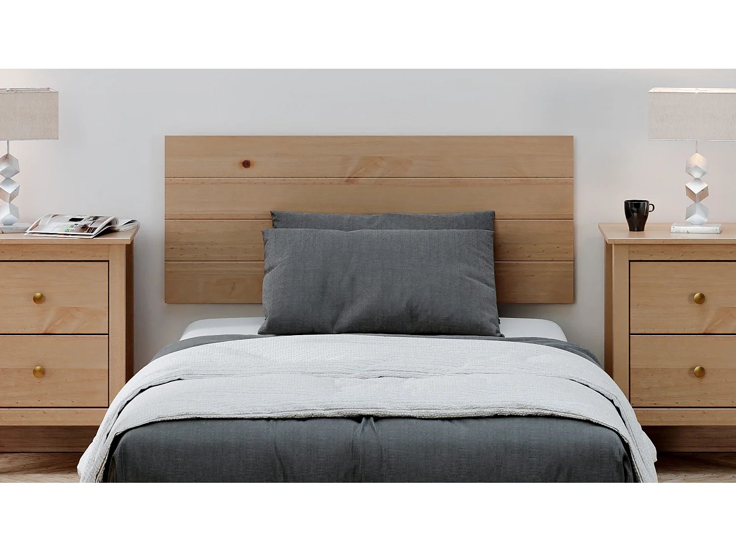 Cabecero De Madera 105 Cm Magda 110X45 Miel-Roble