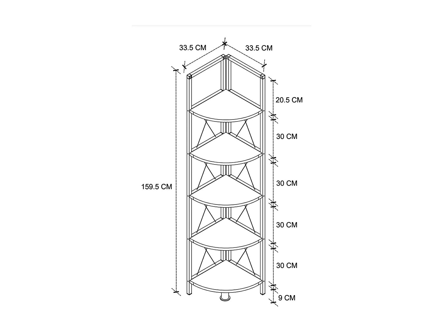 Estanteria De Metal Esquinera 5 Niveles 160X67X34 Safir