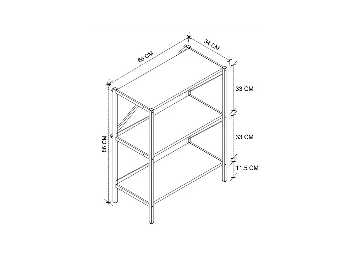 Estanteria De Metal 3 Niveles 85X66X34 Safir