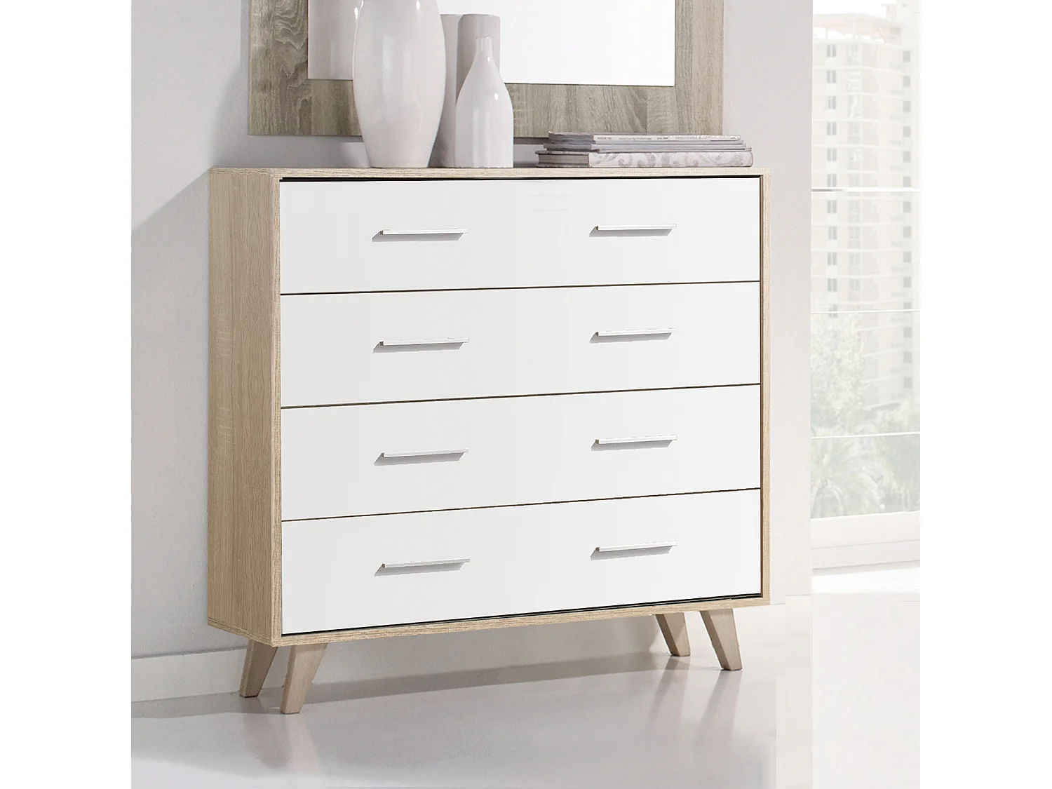 Cômoda 4 Gavetas 80X90X35 Cambriano-Branco