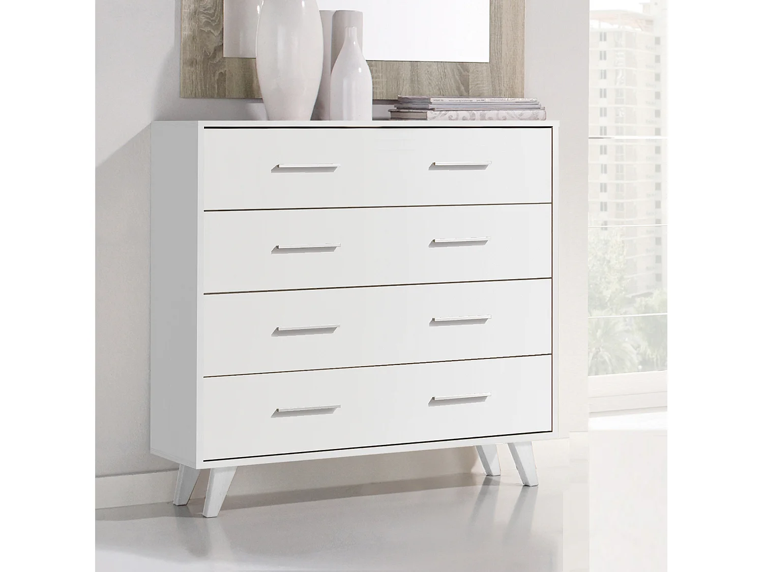 Commode 4 tiroirs 80x90x35 blanc - Venprodin