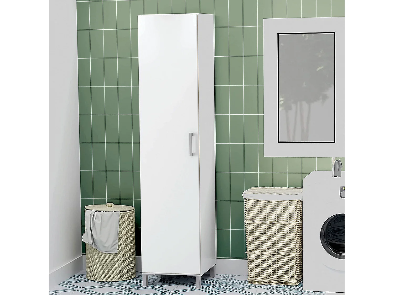 Armario Hogar 1 Puerta 187X42X41  Patas Blanco