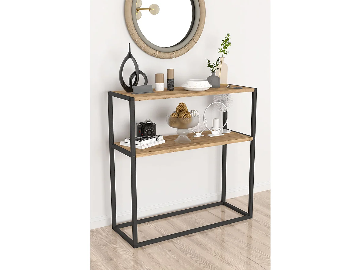 Console en métal avec présentoir moderne 90x90x34 Safir - Venprodin