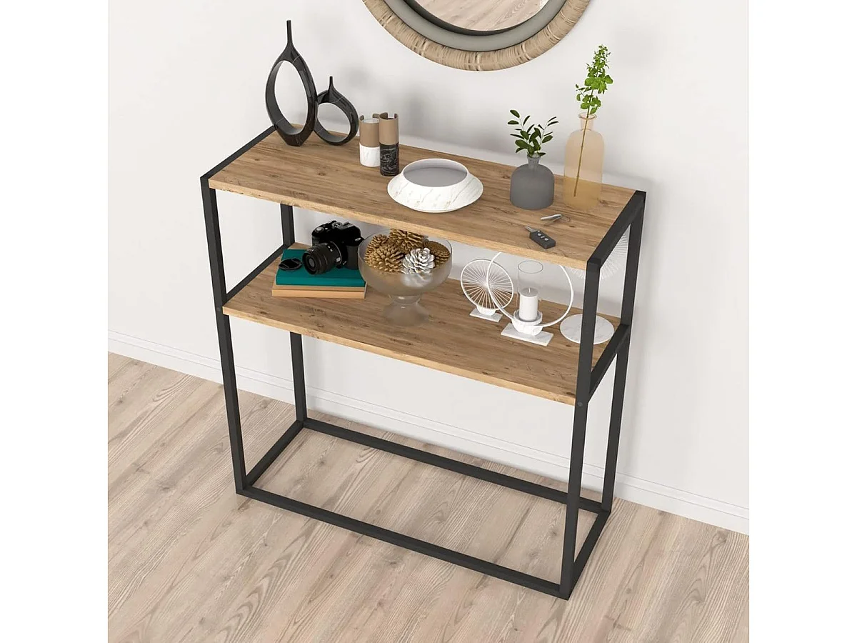 Console en métal avec présentoir moderne 90x90x34 Safir - Venprodin