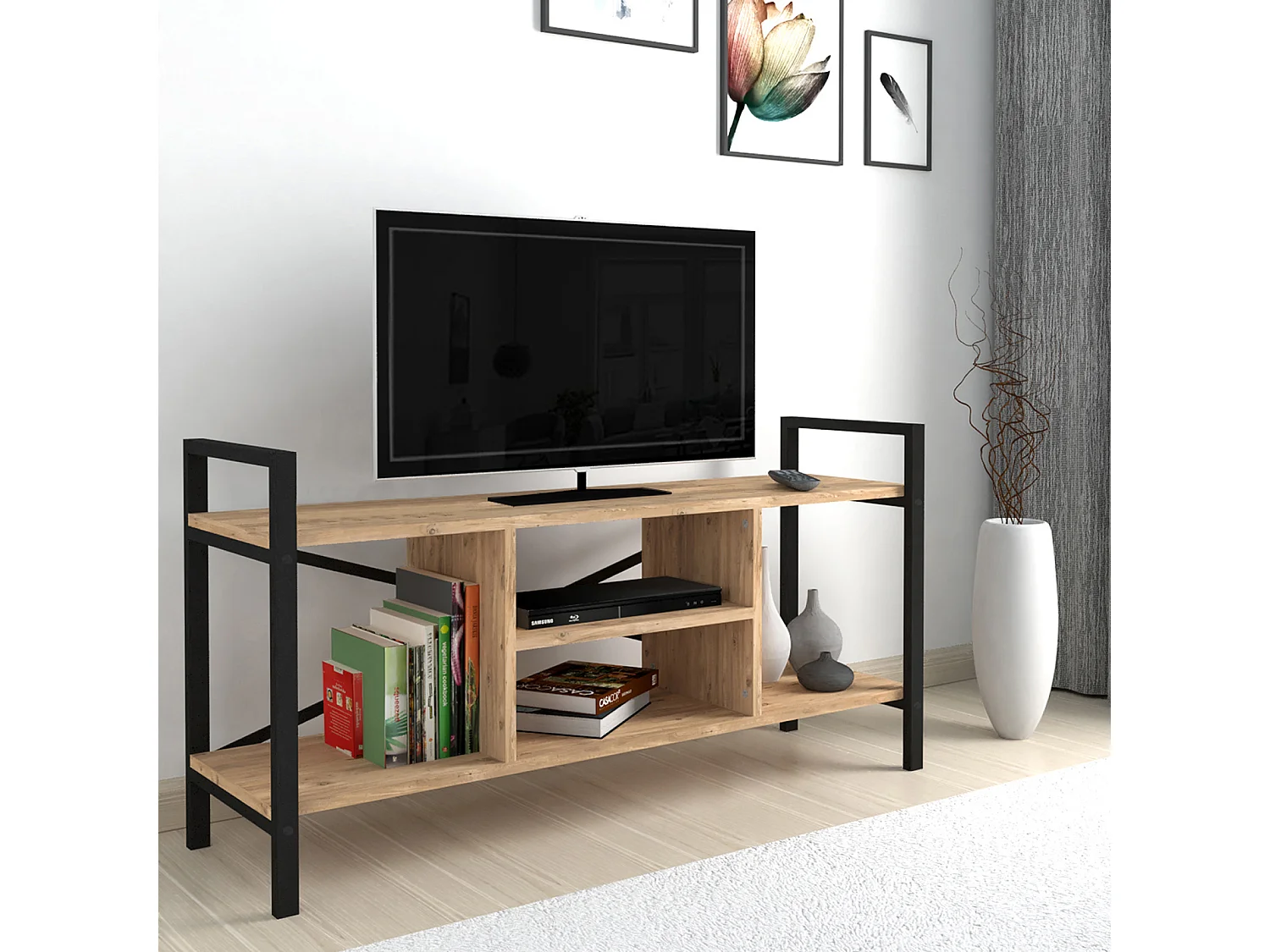 Mesa Tv Con Estructura De Metal 61X120X35 Safir