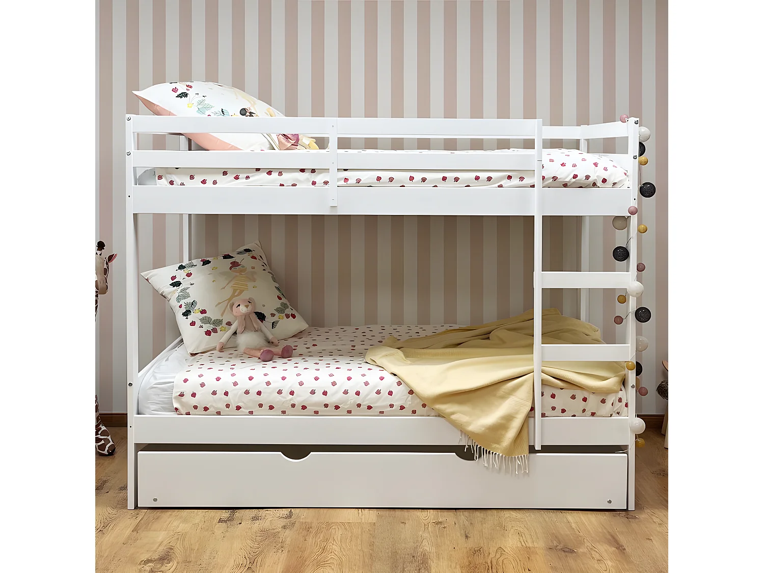 Litera infantil madera blanca 90x190cm