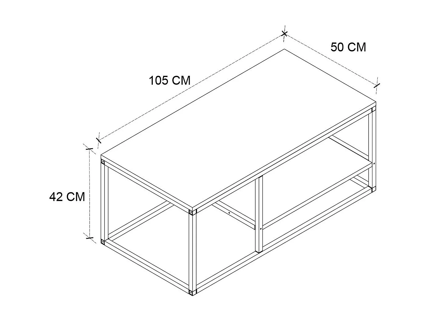 Mesa de centro metálica 2 níveis 42X105X50 Safir
