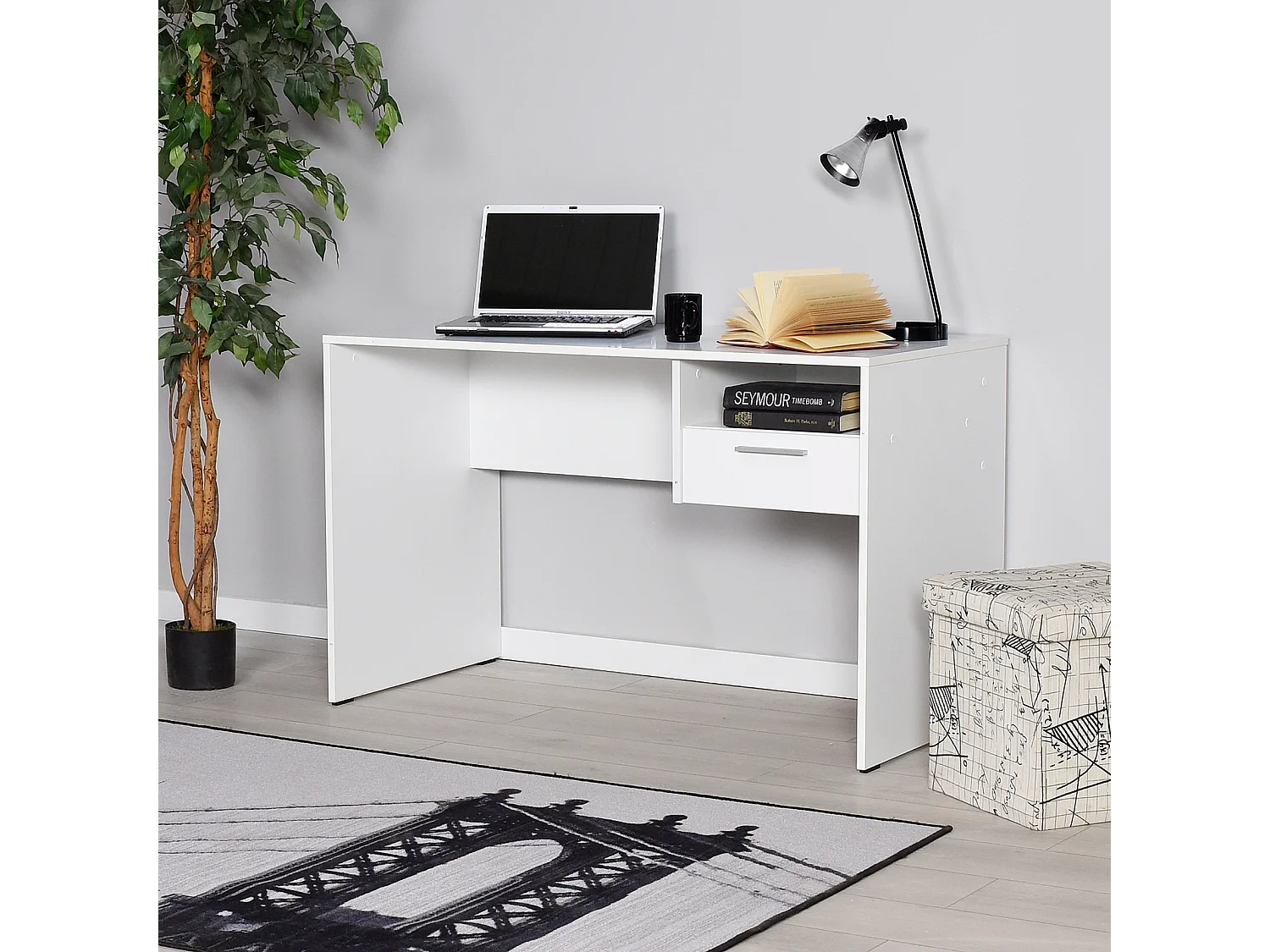 Mesa de Computador 1 Gaveta 75X120X60 Branca