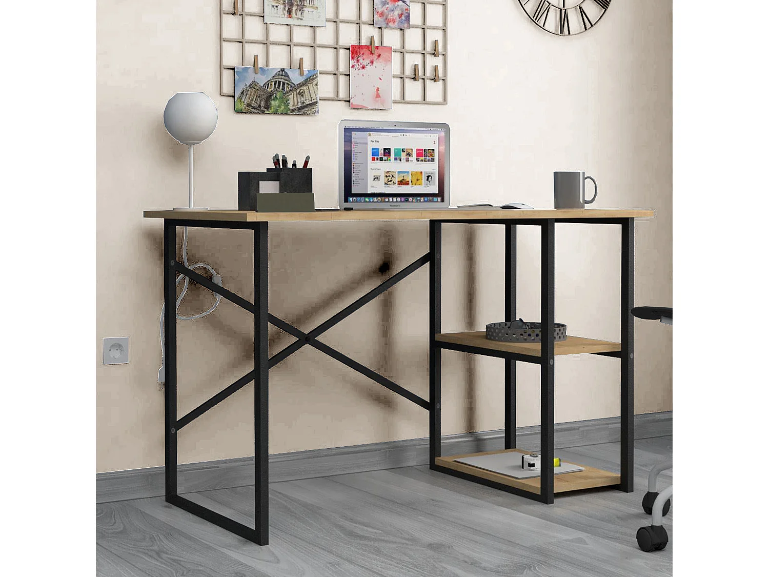 Mesa Base Metálica 2 Prateleiras 75X120X60 Safir