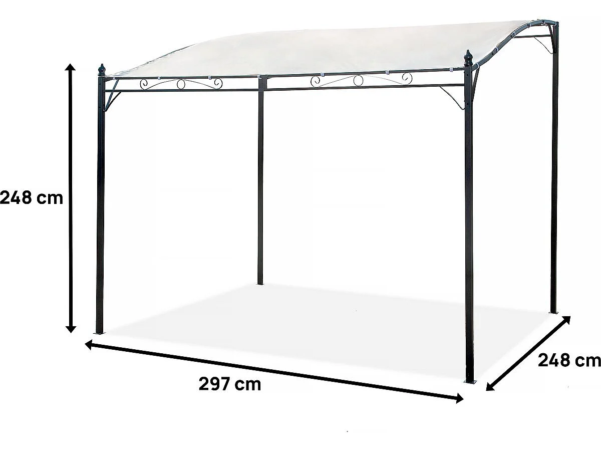 Schuin metalen pergola 3x2,5m Beige voor een elegante en beschermde buitenruimte