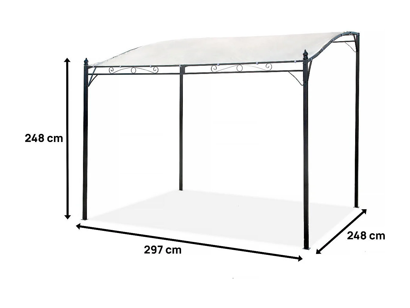 Pergola inclinée en métal - 3 x 2,5 m - Beige