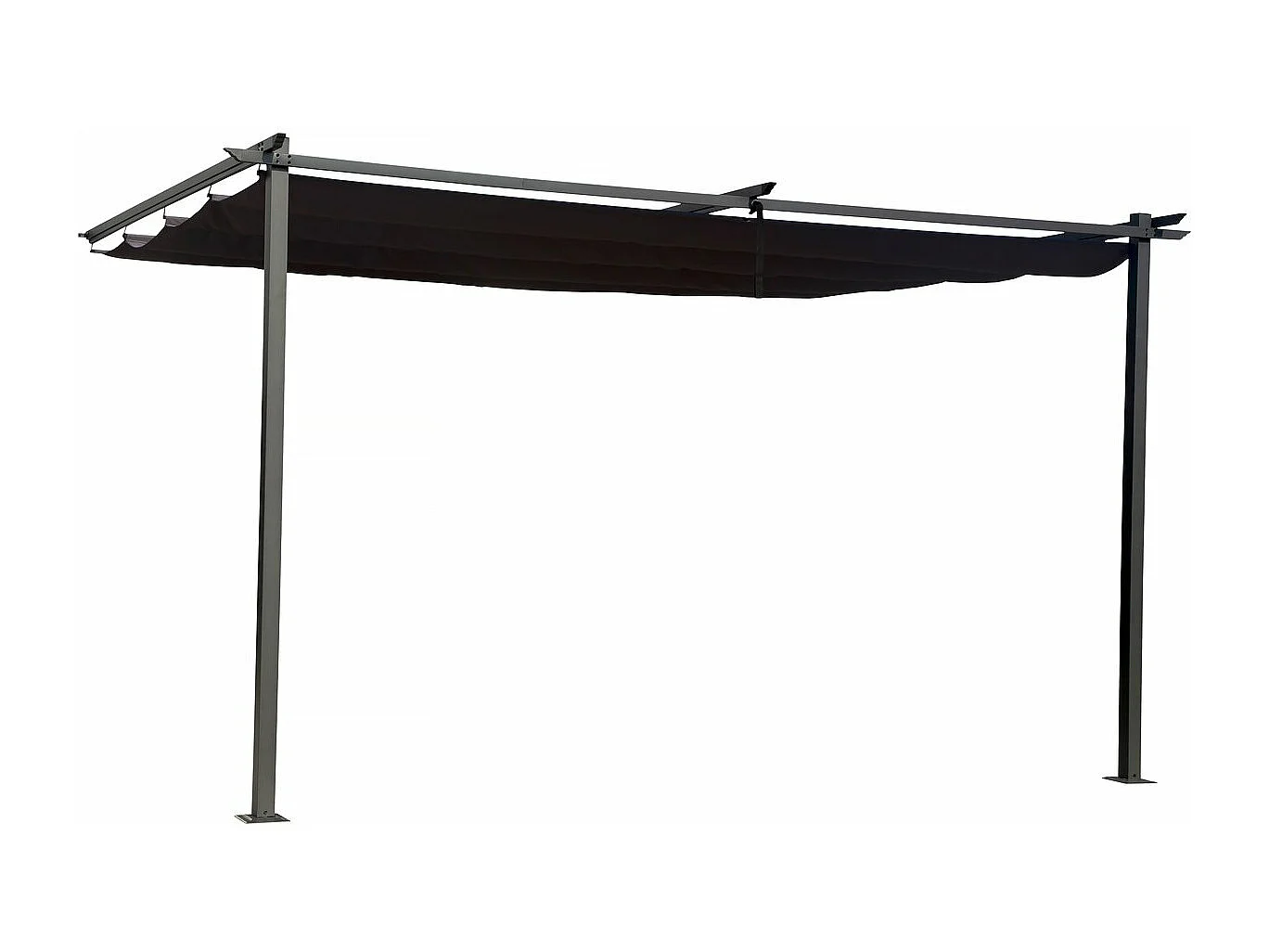 Pergola adossée avec toit rétractable -  3 x 4 m - Gris anthracite