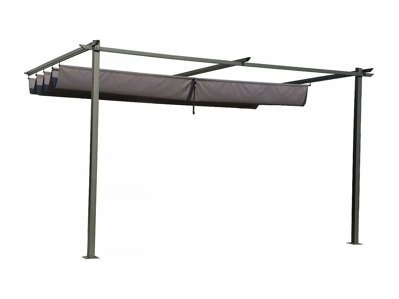Pergola adossée avec toit rétractable -  3 x 4 m - Gris anthracite
