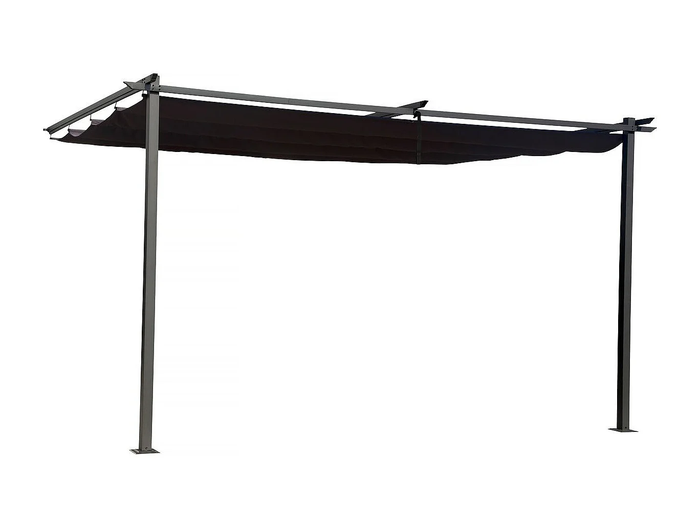 Pergola adossée en métal avec toit rétractable -  3 x 4 m - Gris anthracite