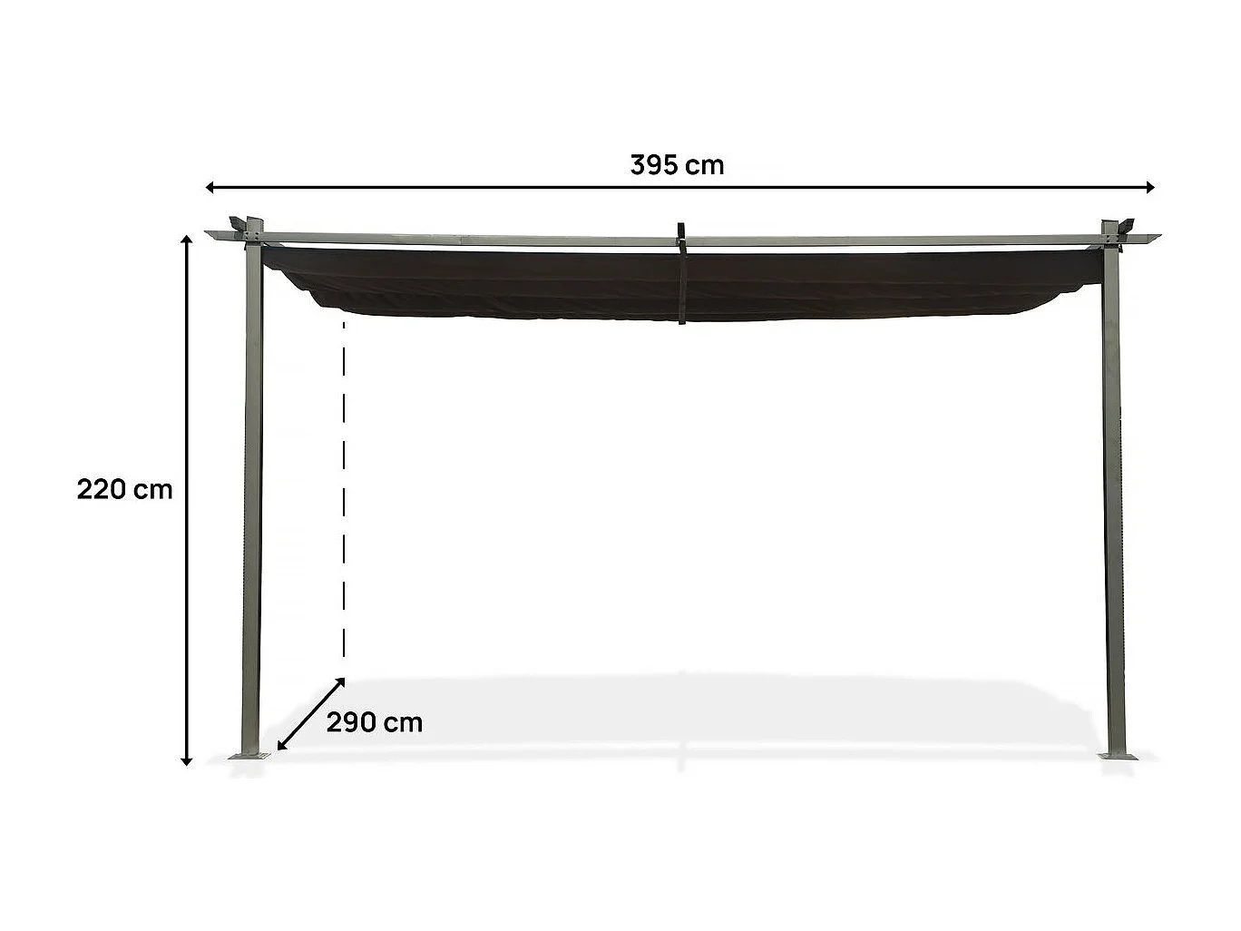 Pergola adossée en métal avec toit rétractable -  3 x 4 m - Gris anthracite