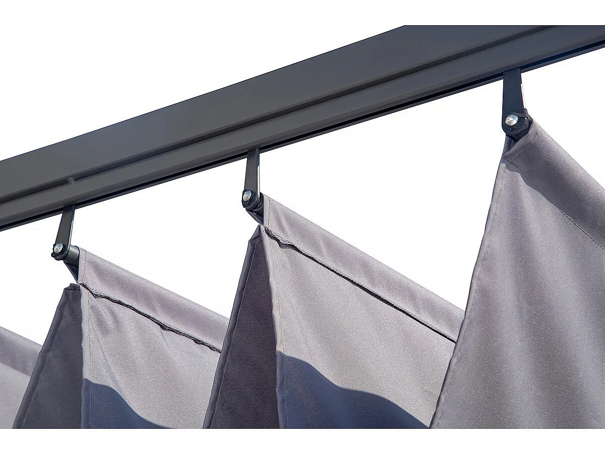 Pergola adossée en métal avec toit rétractable -  3 x 4 m - Gris anthracite