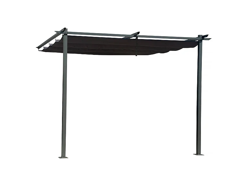 Pérgola retrátil de parede 3x3m cinza antracite para um espaço exterior sofisticado e prático