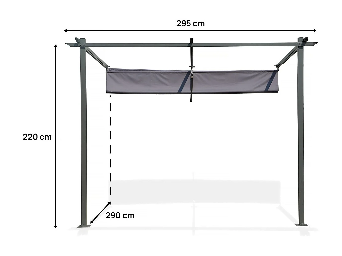 Pergola adossée avec toit rétractable - 3 x 3 m - Gris anthracite