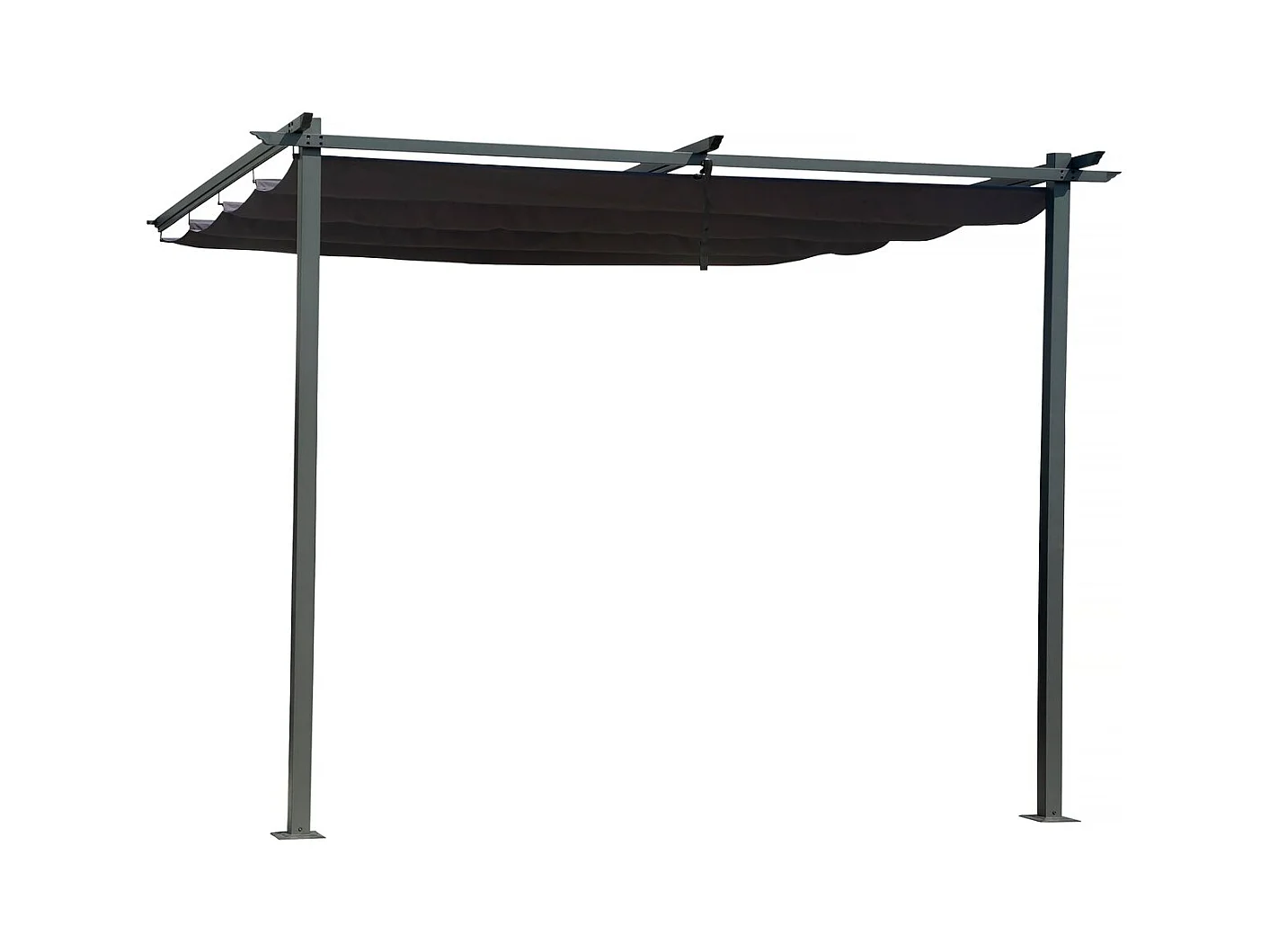 Pergola adossée avec toit rétractable - 3 x 3 m - Gris anthracite