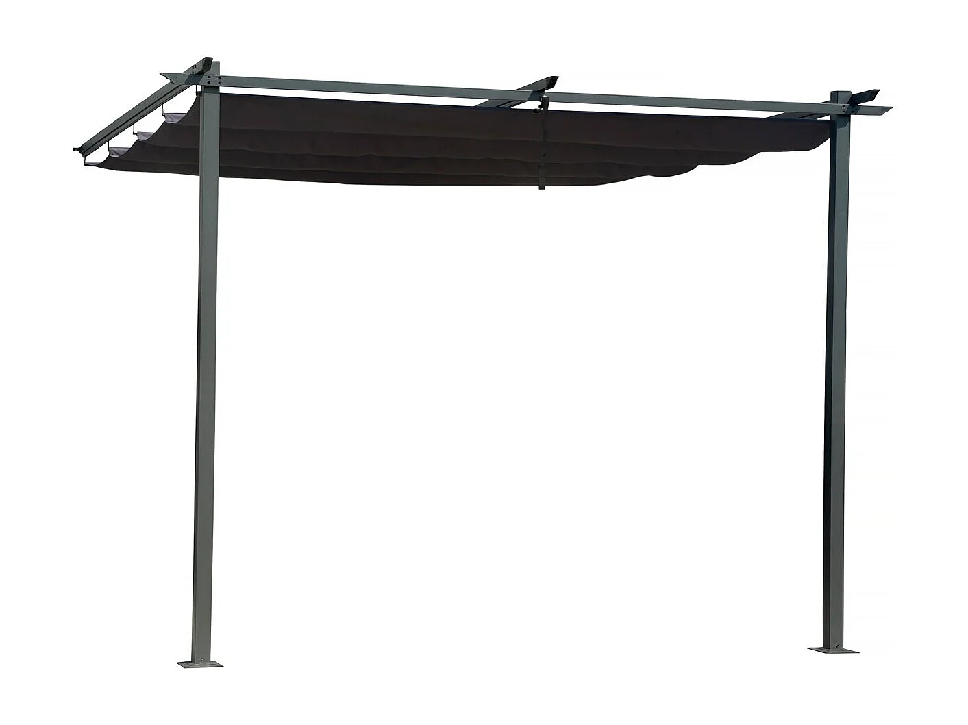 Pergola adossée avec toit rétractable - 3 x 3 m - Gris anthracite