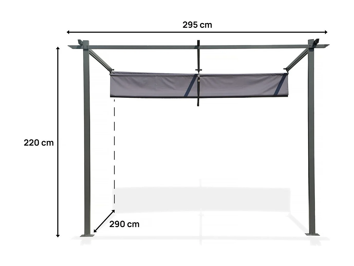 Pergola adossée avec toit rétractable - 3 x 3 m - Gris anthracite