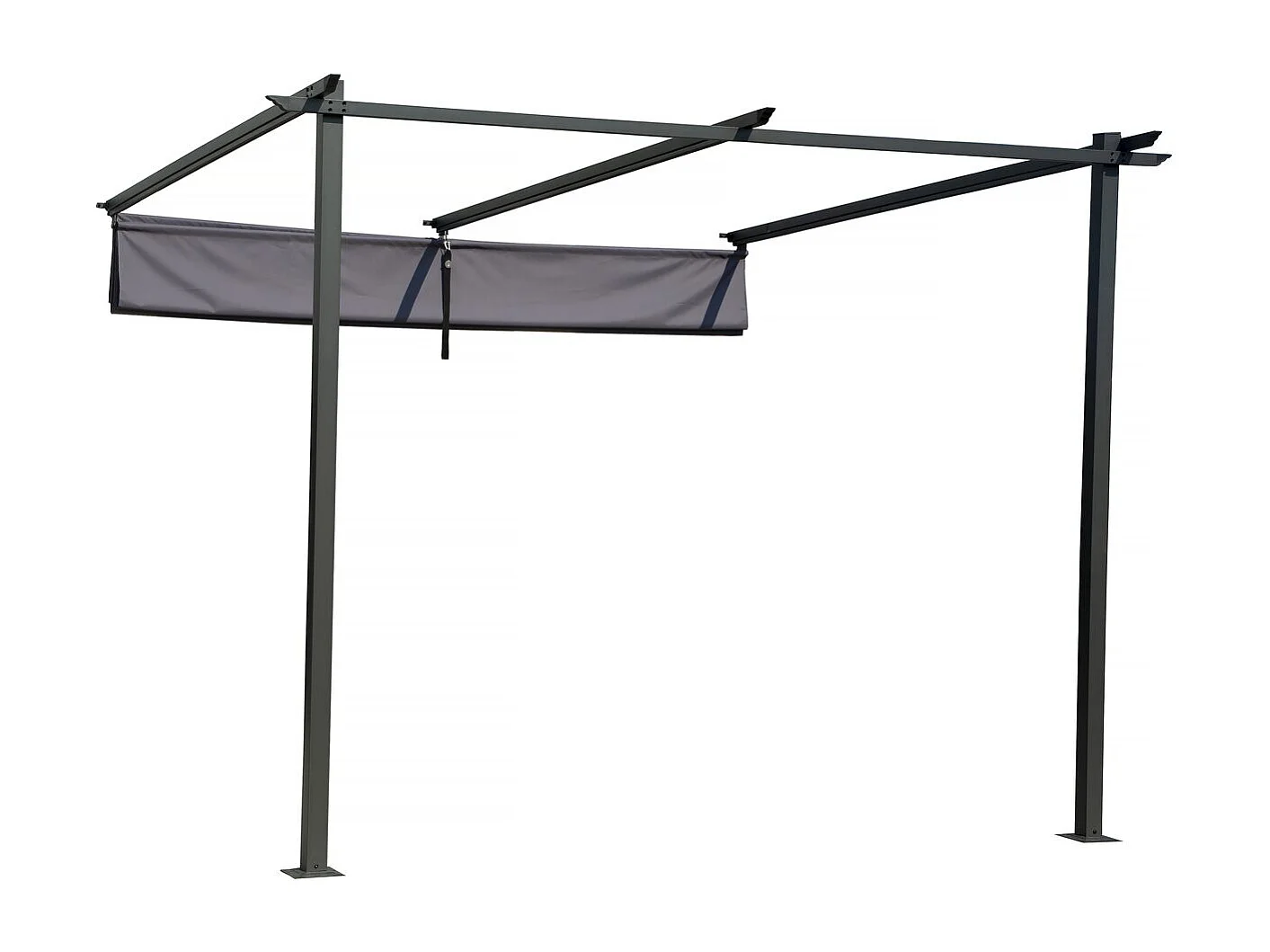 Pergola adossée avec toit rétractable - 3 x 3 m - Gris anthracite