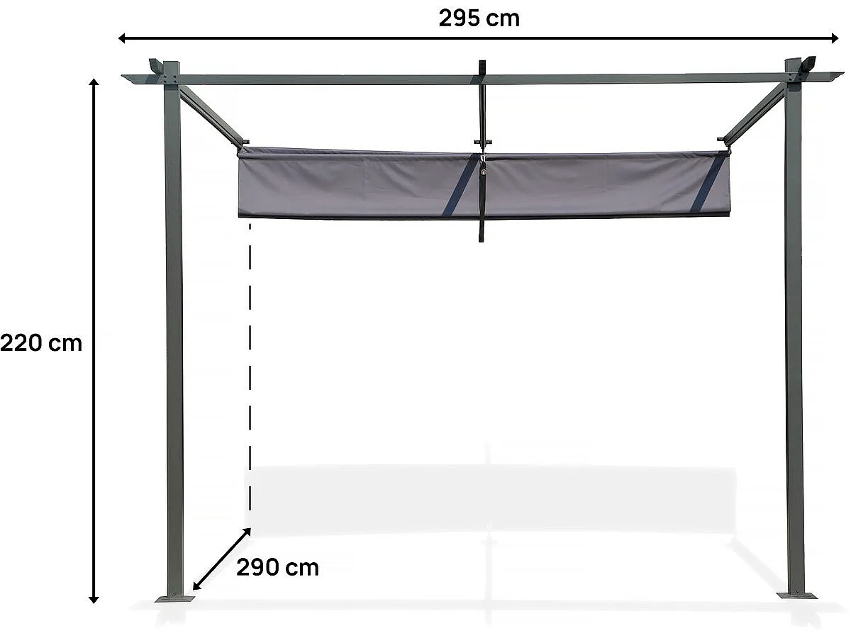 Pergola adossée avec toit rétractable - 3 x 3 m - Gris anthracite